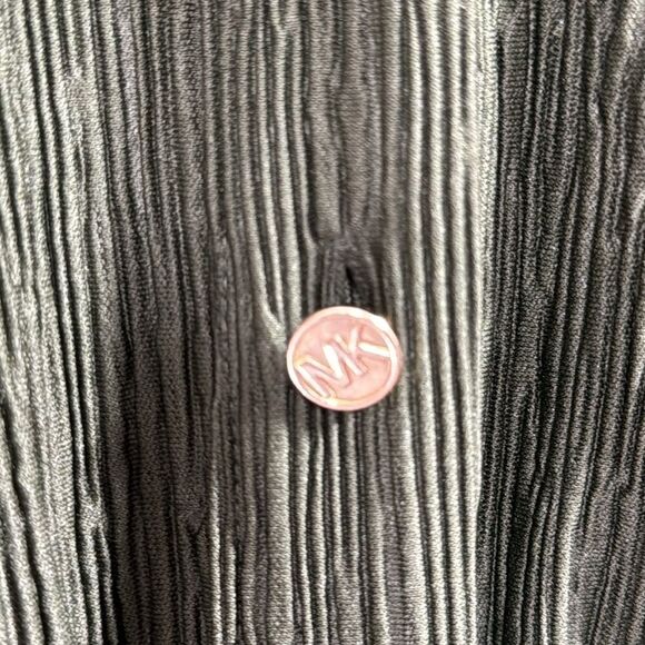 Michael Michael Kors Green Crinkle Button Front Dress Long Sleeve Textured Midi - Picture 14 of 16